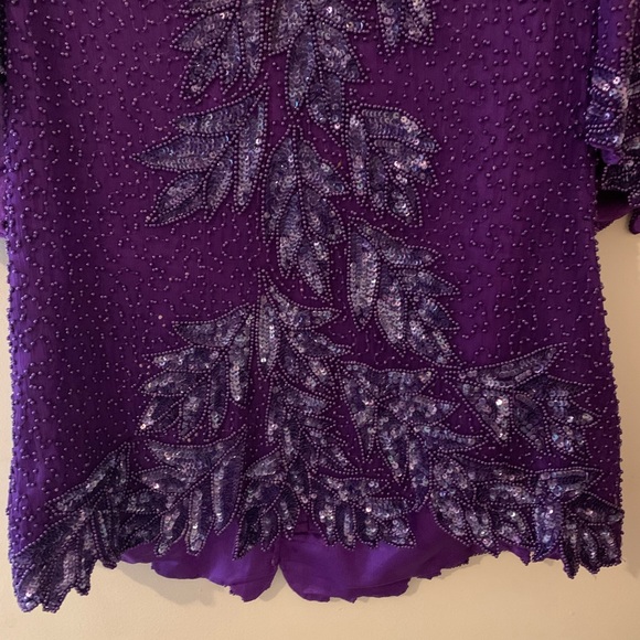 Vintage Purple Beaded Evening Blouse - Picture 2 of 6